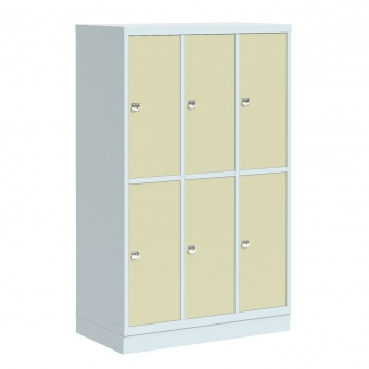 Garderoben-Schließfachschrank aus Stahl, 150 cm hoch,  92x50 cm (B/T), 6 Fächer, 